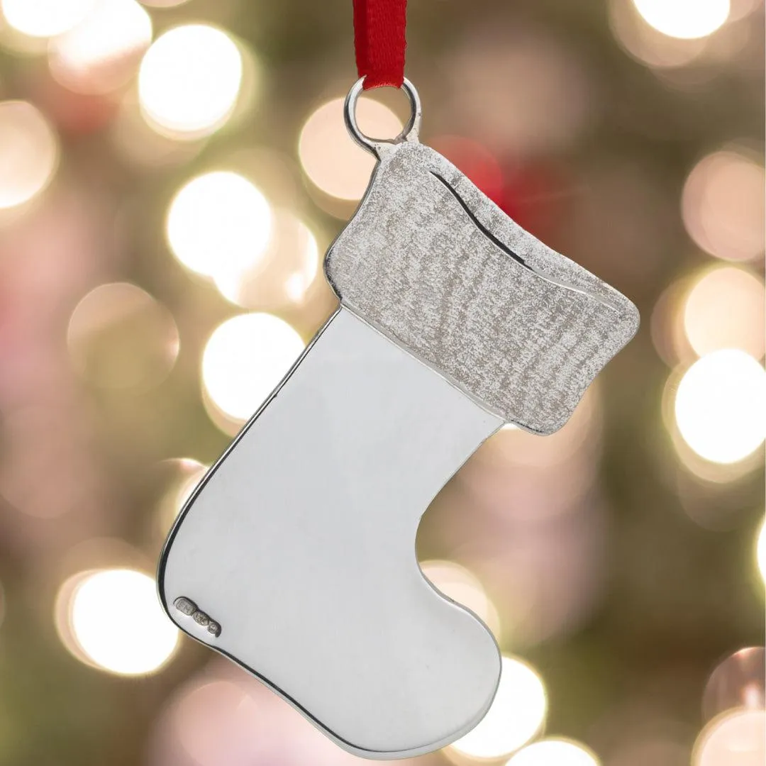 Sterling Silver Christmas Stocking Tree Decoration