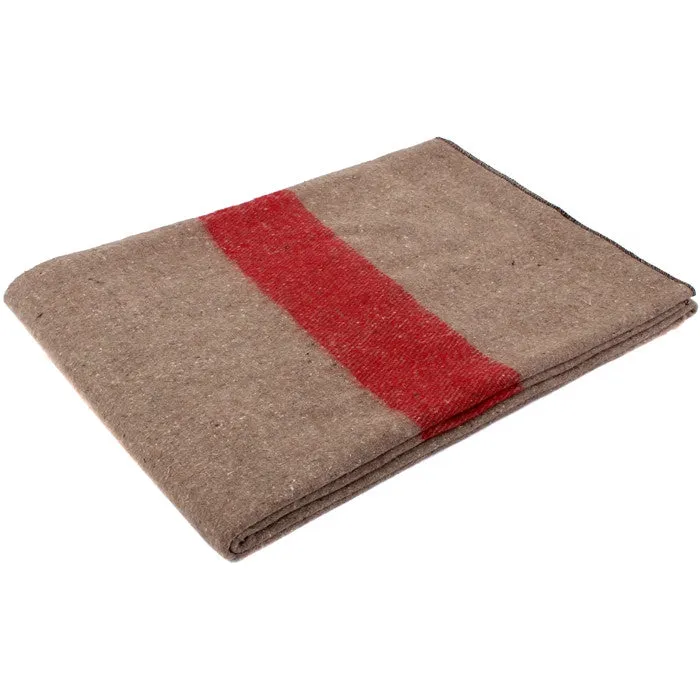 Swiss Style Wool Blanket Army Warm Bed Cover Throw with Red Stripe