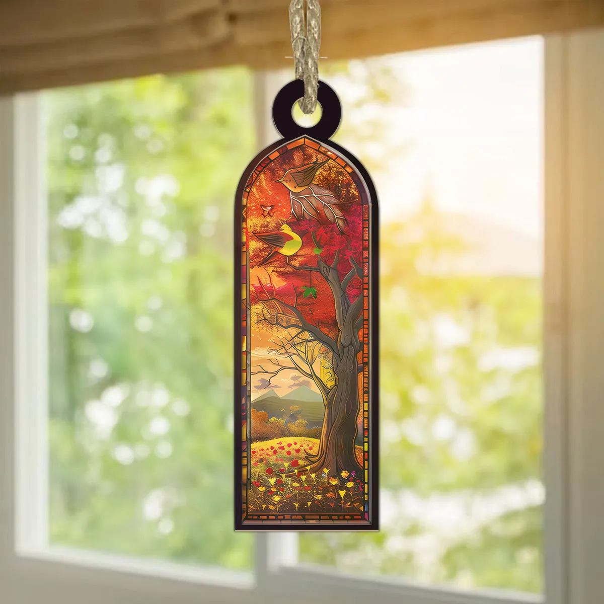 Teesdily | 4 Seasons Suncatcher Ornament, Spring Summer Autumn Winter Season Suncatcher Home Decor, Christmas Window Hanging Ornament, Keepsake Gifts