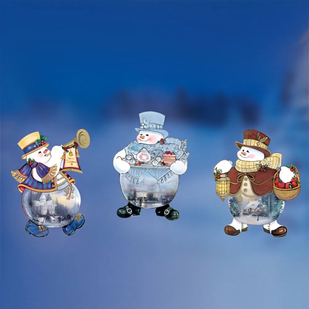 The Ashton-Drake Galleries Memories of Christmas Snowman Ornament Collection Issue #2 Set of 3 Christmas Decoration by Thomas Kinkade 4-inches