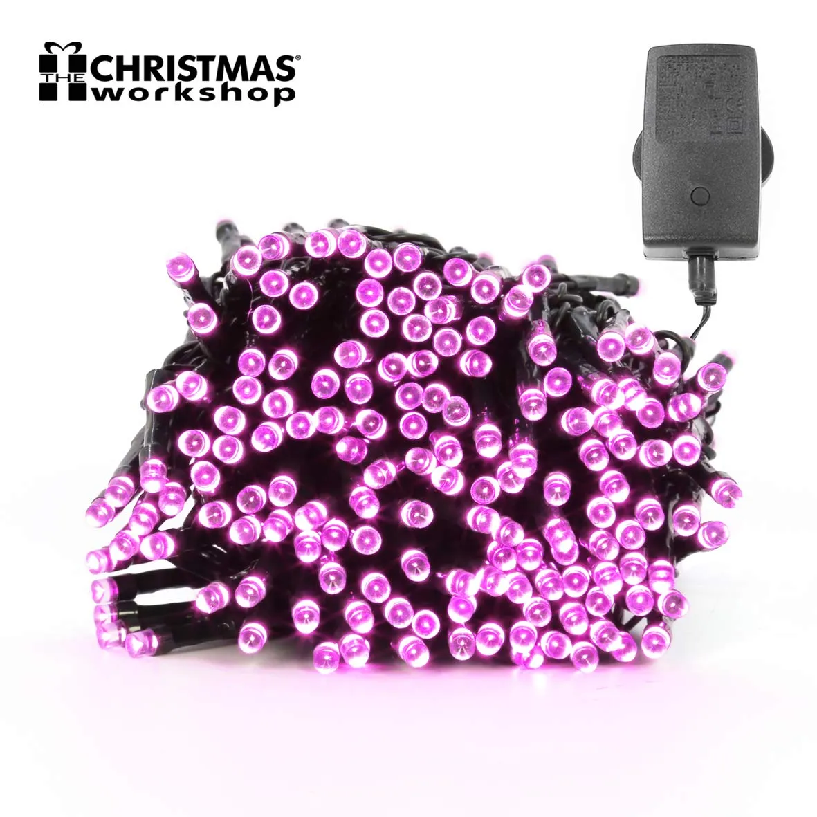 The Christmas Workshop 75070 200 Pink LED Chaser Christmas Lights / Indoor or Outdoor Fairy Lights / 13.9 Metres / 8 Light Modes / Great For Christmas, Weddings & Gardens