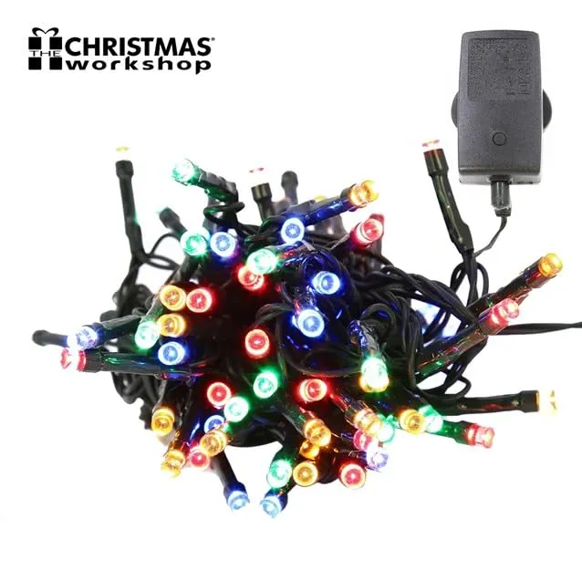 The Christmas Workshop 77270 100 Multi-Coloured LED Chaser Christmas Lights / Indoor or Outdoor Fairy Lights / 6.9 Metres / 8 Light Modes / Great For Christmas, Weddings & Gardens