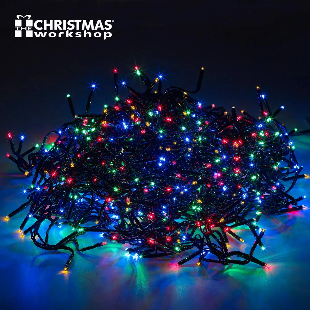 The Christmas Workshop 86350 1000 Multi-Coloured LED Chaser Christmas Lights / Indoor or Outdoor Fairy Lights / 69.9 Metres / 8 Light Modes / Great For Christmas, Weddings & Gardens