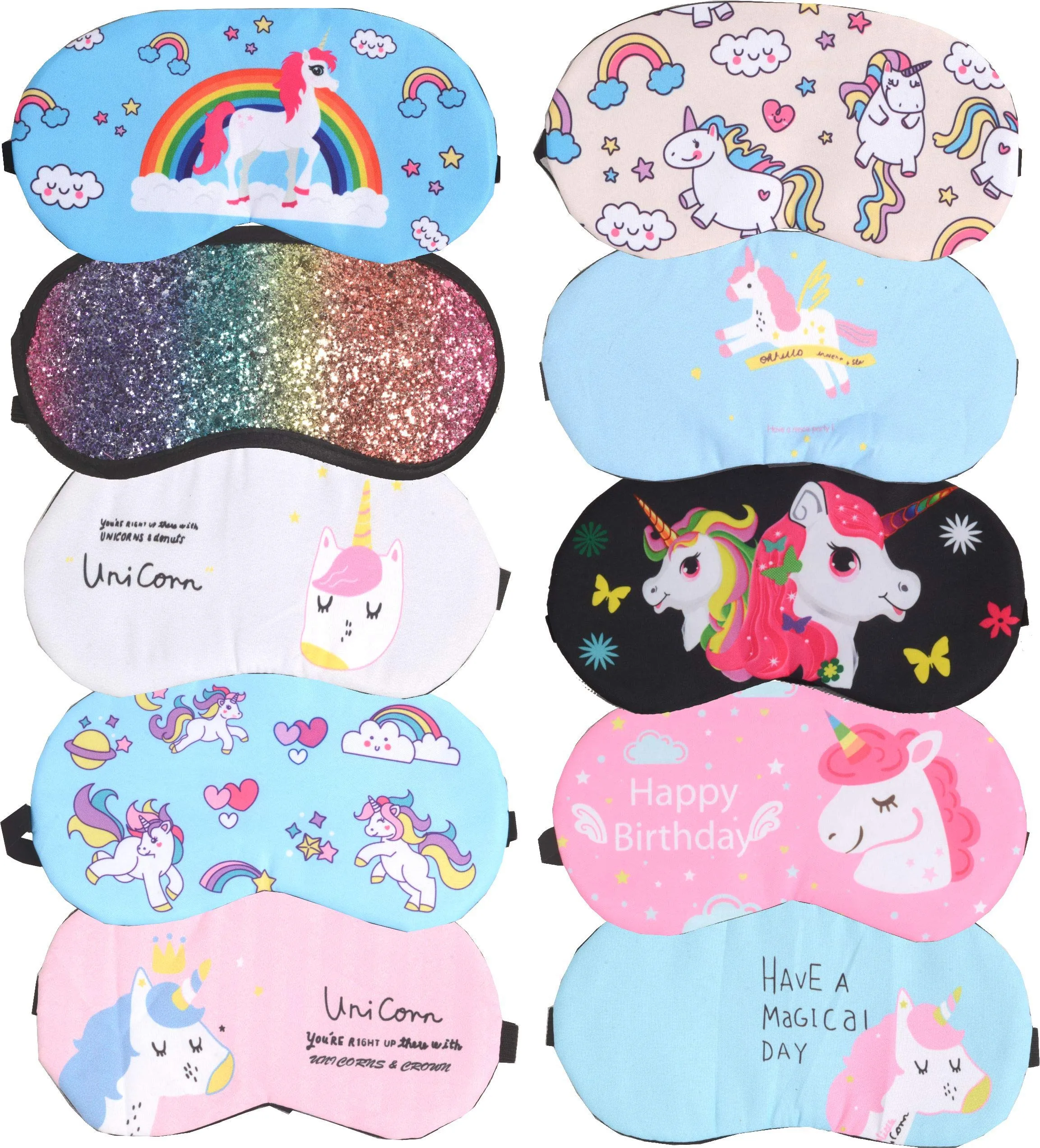 Unicorn Sleeping Masks, 10 Pack Soft Plush Blindfold Cute Unicorn Horn Sleep Mask,| Eye