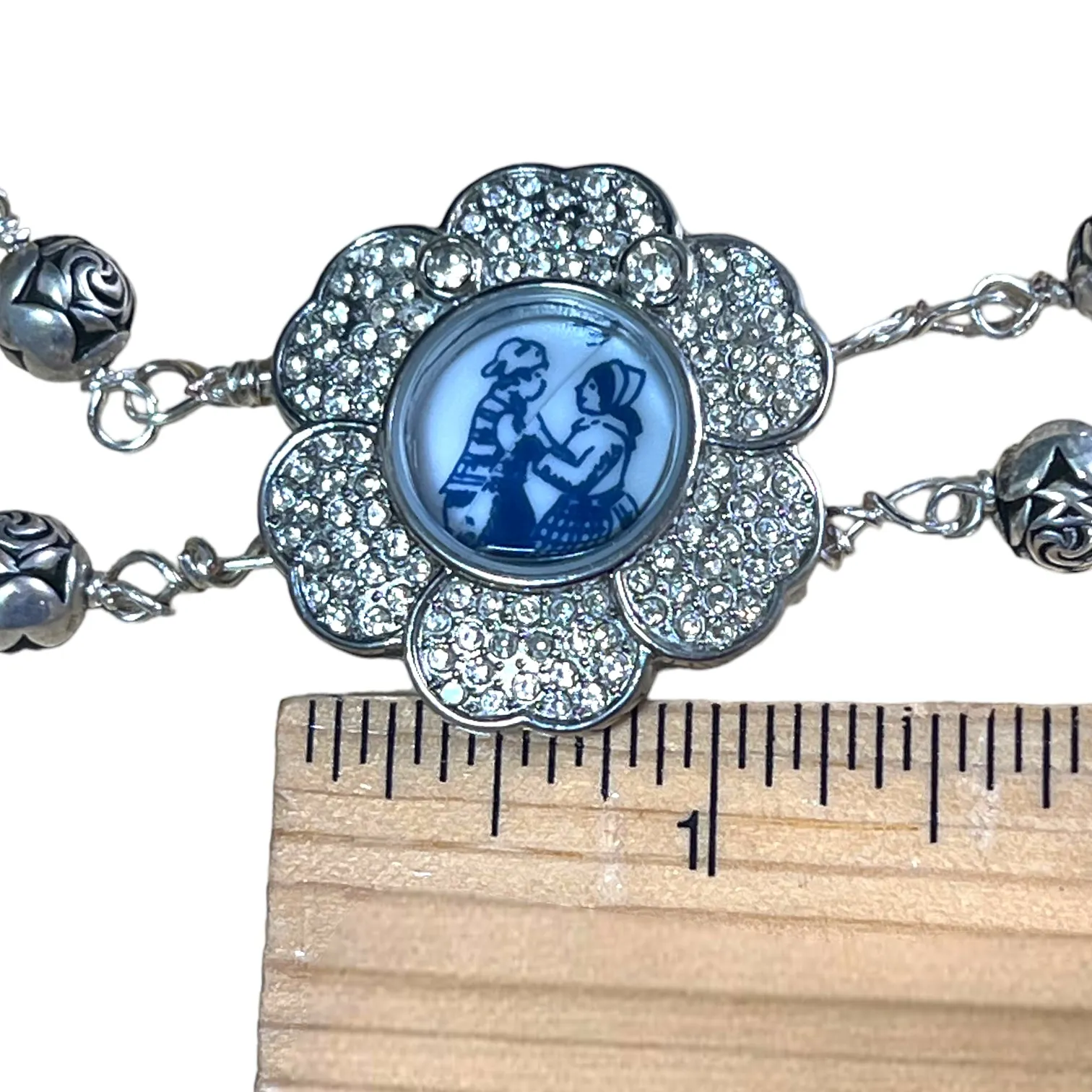 Upcycled Vintage  Watch w/ Broken China Mother & Son Blue Willow Bracelet