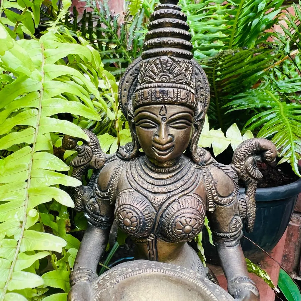 Vintage Bronze Sculpture of Paavai Vilakku :  Pital 12