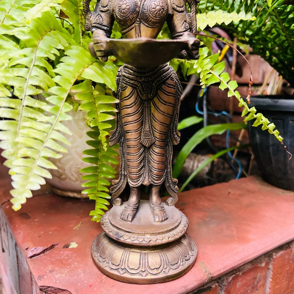 Vintage Bronze Sculpture of Paavai Vilakku :  Pital 12